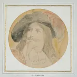 Porträt eines Edelmannes by Albert Anker, watercolor, offered Dec 2018