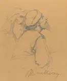 Studienblatt mit zwei Bauern by Mihály Munkácsy, pencil, offered Dec 2018