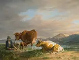 Rastender Hirte und Viehherde in einer Landschaft by Max Joseph Wagenbauer, 1826, oil on copper, offered Dec 2018