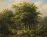 Waldlandschaft mit Wanderern by Johann Bernhard Klombeck, oil on panel, offered Dec 2018