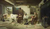 Der Überraschungsbesuch by Charles Jnr. Hunt, 1885, oil on canvas, offered Dec 2018