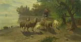 Junge Hirtin mit Schafen by Gustav Ranzoni, 1898, oil on canvas, sold Dec 2018