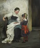 Die kleine Helferin by Hans Fechner, 1885, oil on canvas, sold Dec 2018