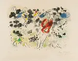 Le Clown à la Flûte I by Marc Chagall, 1970, color lithograph, sold Dec 2018