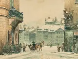 Stadtansicht im Winter by Władysław Chmieliński, watercolor, sold Dec 2018