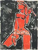 Sundori by M. F. Husain, color lithograph, sold Dec 2018
