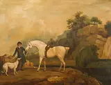 Gentleman mit Pferd und Hund by England, um 1800, oil on canvas, sold Dec 2018