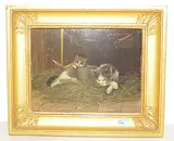 Katzen im Heu by Moritz Müller, 1895, oil on panel, sold Dec 2018