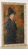 Portrait einer Frau mit spitzem Hut by Alfred Souci, oil, sold Dec 2018