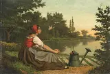 Rastende Gärtnerin by Agapit Stevens, 1870, oil on panel, offered Dec 2018