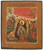 Russisch, um 1800 by Die feurige Himmelfahrt des Propheten Elias, tempera, offered Dec 2018