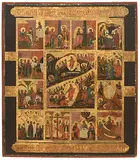 Russisch, 19.Jh by Grosse Festtagsikone, tempera, offered Dec 2018