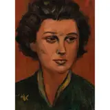 Portrait of Jean Lee Porter," 1951/52 by Wayne Thiebaud, oil on canvas/board, sold Jun 2023