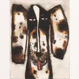 Untitled by David Bates, etching with hand coloring, sold Jun 2023