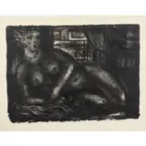 Nude by Wayne Thiebaud, 1953, lithograph, sold Jun 2023
