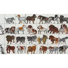 Dog Show by Justin McCarthy, oil on tiles, sold Jun 2023