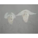 Dos Viejos by Rafael Coronel, 1961, oil on paper, sold Jun 2023