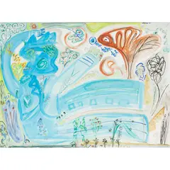 Figure in Blue by Alecos Fassianos, 1963, oil on canvas, sold Jun 2023