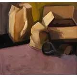 Still Life with Paper Bag by James Weeks, 1961, oil on canvas, sold Jun 2023