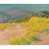 Arroya Chamisa by Gustave Baumann, woodcut in colors, sold Jun 2023