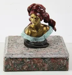 Untitled by Victor Gutierrez, 1994, bronze bust on marble base, sold Apr 2026