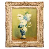 Original Oil on Canvas by Floral Chinoiserie, Beautiful oil on canvas painting by New York City artist Ann, sold Apr 2024