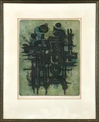 Abstract Composition by Dirk Meerkotter, engraving, sold May 2020