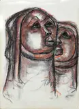 Figures by Albert Maseko, charcoal and pastel on paper, sold May 2020