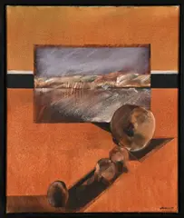 Postcard II by Lionel Abrams, oil on canvas, sold May 2020