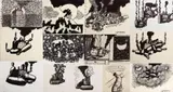 Untitled (Surrealist Bottles) by Domenick Capobianco, Mixed Media on Paper, sold Jan 2025