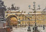 Palace Square Leningrad by Arseny Semenyov, Oil on board Unsigned, sold Jul 2021