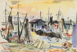 Longos Harbour by Katharine 'Kitty' Church, 1953, Watercolour, offered Jul 2021