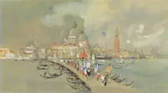 Venice- Procession of the Redentore by Hercules Brabazon Brabazon, Gouache and watercolour, sold Jul 2021