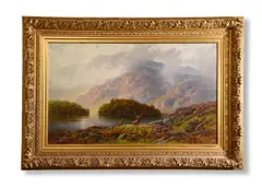 Ellen's isle, loch katrine by Charles Stuart, Oil on canvas, sold Jun 2021