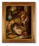 Dead game and fruit by Henry Weekes, 1872, oil, sold Jun 2021