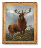 Monarch of the glen by Robert Cleminson, oil, sold Jun 2021