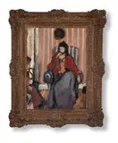 Woman seated in an interior by Geoffrey Tibble, Oil on canvas, sold Jun 2021