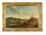 The road to london 100 years ago by Thomas Creswick, 1847, oil, sold Jun 2021