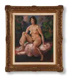 Seated nude, portrait of vivien, the artist's daughter by Augustus John, oil, sold Jun 2021