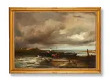 An estuary with figures unloading a ferry by Frederick Richard Lee, 1834, Oil on canvas, sold Jun 2021