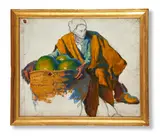 The market vendor by Ludwig Deutsch, oil, sold Jun 2021