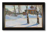 A snowy winter landscape by Becha Hactyhaet, Oil on canvas, sold Jun 2021