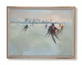 Skating in oxford by Lawrence Toynbee, Oil on board, sold Jun 2021
