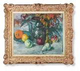 Still life study of apples and pears by Alfred Wolmark, Oil on canvas, sold Jun 2021