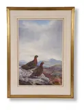 Grouse on a rock by Philip Rickman, 1972, Watercolour and gouache, sold Jun 2021