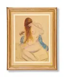Jessie brushing her hair by Paul Maze, drawing, sold Jun 2021