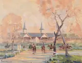 Churchill Downs Racecourse by Peter Williams, oil, sold Jun 2021