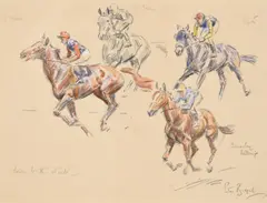 Down to the start by Peter Biegel, watercolor, sold Jun 2021