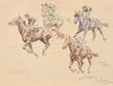 Down to the start by Peter Biegel, watercolor, sold Jun 2021