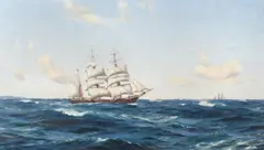Timber Vessel leaving Portland Oregan by Thomas Somerscales, 1903, Oil on canvas, sold May 2021